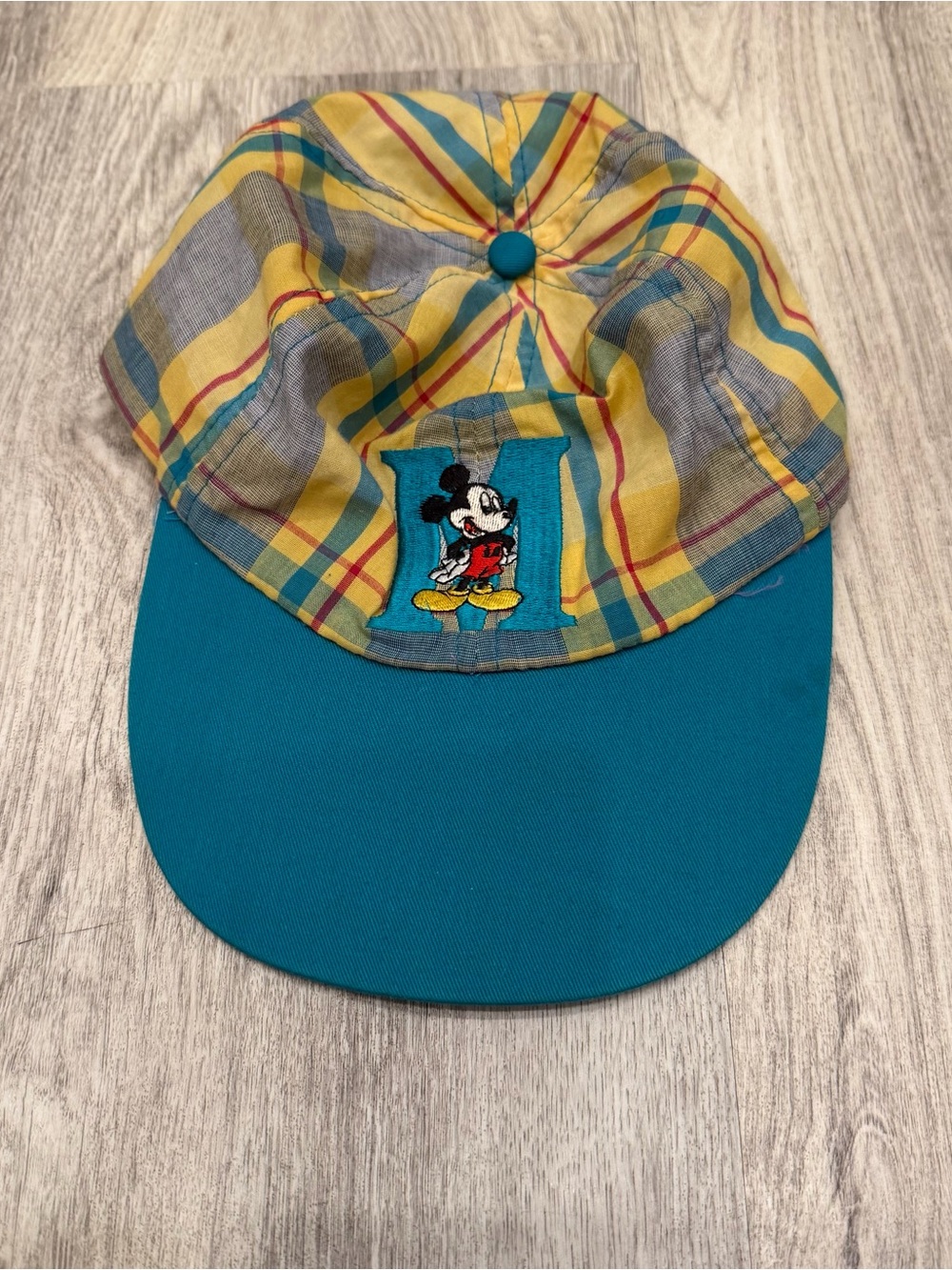 Vintage Mickey Unlimited Mickey Mouse Plaid Cap Hat 90s Disney